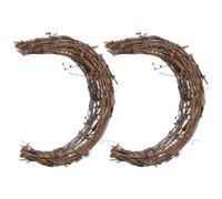 Veemoon 2pcs Moon Shaped Rattan Wreath Diy Craft Rings Handmade Vine Branch Wreath for Home Decor for Festival Making and Flower Arrangements