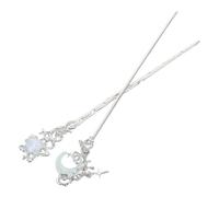 Veemoon 2pcs Moon Star Hairpins Elegant Hair Accessories for Women Minimalist Bun Holders with Natural Moonstone Chic Decorative Hair Sticks for Hanfu and Special Events