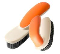 Veemoon 2Pcs Multi-function Soft Bristles Cleaning Brushes for Clothes Shoes Household Scrubbing Tool for Laundry Shoe Washing Convenient Grip Design in White and Orange