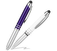 Veemoon 2pcs Multifunctional Metal Ballpoint Pens with LED Light and Smooth Writing, Featuring Capacitive Stylus for Touch Screens, for Study and Office Use with Practical Clip Design