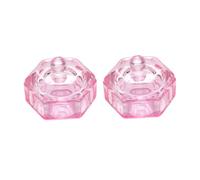 Veemoon 2pcs Nail Art Manicure Glass Cups Hexagonal Crystal Mixing Liquid Powder Cups Lid for Nail Salon Supplies