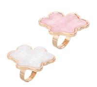Veemoon 2pcs Nail Art Mixing Palettes Finger Ring Plates Resin Cloud Shape Marble White Pink Nail Technician Tools for Manicure