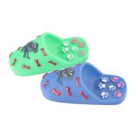 Veemoon 2pcs Non-toxic Rubber Dog Chew Whistle Sound Design and Teeth Cleaning Function, Cartoon Slipper Shape, Sturdy Bite Resistant Puppy Teething Chew in Assorted Colours Random Color