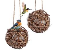 Veemoon 2pcs Outdoor Bird Nesting Material Hanging Ball DIY Nest for Birds Safe and Wear-resistant
