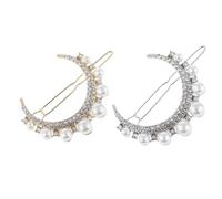 Veemoon 2Pcs Pearl Rhinestone Hair Clips Decorative Bobby Pins Hair Clamps for Secure Hold Easy to Use Stylish Gold Silver Accessories for Women