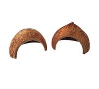 Veemoon 2pcs Pet Coconut Shell Shelter Small Animal Reptile Hideout Cave for Lizard Tortoise Habitat Natural Material Hole and No Hole Design for Reptile Cage Supplies
