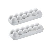 Veemoon 2pcs Plastic Egg Storage Box 12 Compartments Grey Egg Holder Tray for Fridge and Refrigerator Organization