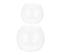 Veemoon 2pcs Plastic Fish Bowls Set, Small Medium Shatterproof Desktop Goldfish Bowls, Household Aquarium Tanks for Office Decoration and Turtle Habitat