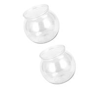 Veemoon 2pcs Plastic Fish Bowls Ultra round Aquarium Tanks Shatterproof Desktop Home Decor Safe Resting Place for Little Fish for Household and DIY Miniature Water Garden