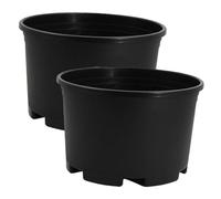 Veemoon 2pcs Plastic Flower Pot Indoor Planters with Drainage Holes Easy for Cleaning Black Large Gardening Balcony Planting Pot Simple Design Modern Visual Representation