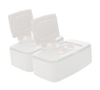 Veemoon 2pcs Plastic Wipes Dispenser Box with Lid Reusable Wet Wipe Holder Tissue Container for Home and Bathroom Desktop Storage White