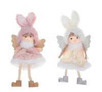 Veemoon 2pcs Plush Christmas Angel Doll Pendants, White and Pink Soft Stuffed Angel Ornaments for Christmas Tree Decoration, Holiday Hanging Figurines for Home and Party