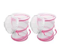 Veemoon 2pcs Portable Butterfly Cage Mesh Habitat House for Outdoor Nature Exploration Bug Catcher Foldable Pink
