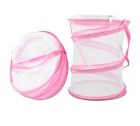 Veemoon 2pcs Portable Mesh Butterfly Observation Cage, Foldable Breathable Insect Habitat Net Pink Frame, Outdoor Nature Exploration for Student Bug Breeding