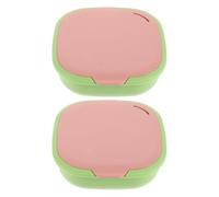 Veemoon 2pcs Portable Retainer Case for Braces Storage, Orthodontic Aligner Holder with Magnetic Closure and Mirror, Pink-green Denture Protector Box for Travel and Cleaning