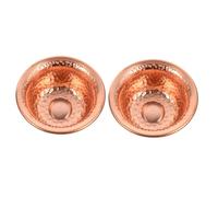 Veemoon 2Pcs Pure Copper Temple Cups Handmade Water Offering Bowls for Buddhist Rituals Rust-Resistant Holy Water Vessels with Smooth Texture and Elegant Gold Design