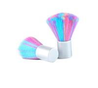 Veemoon 2PCS Rainbow Color Nail Dust Brush for Manicure Nail Art Cleaning Soft Fiber Makeup Powder Brush DIY Home Salon Use