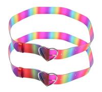 Veemoon 2pcs Rainbow Pvc Love Buckle Belt Girls Western Punk Stylish Waist Belt for Dresses