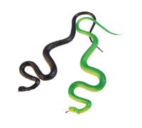 Veemoon 2pcs Realistic Simulation Snake Set Soft Rubber Fake Animal Figures Miniature Snake Decoration for Pranks and Halloween Includes Black and Green Suitable for Party Props