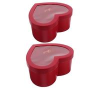 Veemoon 2pcs Red Heart Shaped Boxes with Transparent Window DIY Flower Packaging for Perfumes Makeup Romantic Presents for Valentine's Day Weddings Birthdays