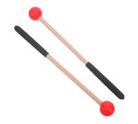 Veemoon 2pcs Red Rubber Head Mallets with Non-slip Wooden Handles, 9.5" Percussion Sticks for Glockenspiel Xylophone Marimba and Tongue Drum, Musical Instrument Accessories for Percussion