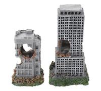 Veemoon 2pcs Resin Aquarium Ruins Decor with Castle Ruins and Cave Shape, Realistic Antique Fish Tank Ornament for Aquarium Castle Decoration and Ecological Balance Hideout