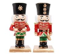 Veemoon 2pcs Resin Nutcracker Candlestick Holders 4.5inch Christmas Soldier Candlestick Christmas Table Candle Holders Decoration Decorative Tea Light Candle Stand for Dining Fireplace Holiday Party