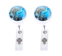 Veemoon 2pcs Retractable Badge Reel Clips for Nurses and Students with White Belt Clip Abs Material Work Badge Holders for Id Cards Name Tags and Key Accessories in Blue