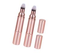Veemoon 2pcs Retractable Makeup Brush Portable Travel Foundation and Blush Brush with Cap for Touch Ups Versatile Cosmetics Tool for Office and Social Events
