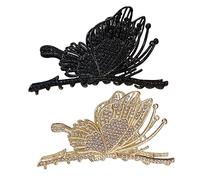 Veemoon 2pcs Rhinestone Butterfly Hair Clips for Women Comfortable Barrettes Elegant Hair Accessories for Parties Weddings and Everyday Wear Eye Catching Designs Gold and Black