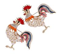 Veemoon 2pcs Rhinestone Rooster Brooch Pins Sparkly Animal Lapel Pins Vintage Style Chicken for Women Fashion Dress Accessories