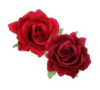 Veemoon 2pcs Rose Flower Hair Clips Decorative Floral Brooches for Women and Secure Alligator Claw Design for Weddings Parties Daily Wear Elegant Accessories Red Wine Red