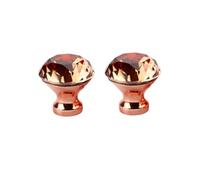 Veemoon 2PCS Rose Gold Diamond Shape Crystal Glass Knobs for Drawer Aluminium Alloy Cabinet Handles with Screws Sturdy Furniture Handle for Kitchen Cupboard