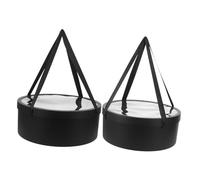 Veemoon 2pcs Round Floral Boxes with Long Handle Sturdy Plastic Fruit Flower Packaging for Valentines Day Birthday Wedding Bridesmaid Proposal Party