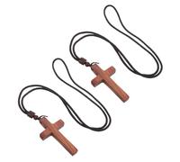 Veemoon 2Pcs Sandalwood Cross Necklace Set for Men and Women - Catholic Crucifix Prayer Pendant Jewelry, Unisex Religious Amulet with Blood Sandalwood, Suitable for Church and Daily Wear
