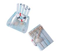 Veemoon 2pcs Set Mediterranean Style Beach Chair Ornaments Wooden Mini Treasure Chest for Boys and Girls' Room Decor