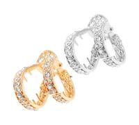 Veemoon 2pcs Shaped Claw Hair Clips for Women Hair Sparkling Rhinestone High Ponytail and Bun Fixing Tool Elegant Double Row Back Clips Silver and Gold
