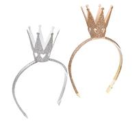 Veemoon 2pcs Shiny Crown Headbands for Hair Hoops Durable Non Woven for Birthday Parties Weddings Fun Decorative Props for Little Princesses