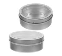 Veemoon 2pcs Silver Round Magnetic Spice Tins with Lids, 90x35mm Metal Kitchen Storage Containers for Refrigerator, Magnetic Fridge Organizer for Herbs, Spices, and Small Items