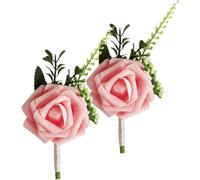 Veemoon 2pcs Simulated Flower Corsage Handmade Wedding Photographic Props Convenient to Wear Fresh and Vivid Special Simulation Flower Design Random Style