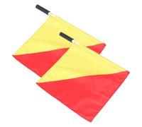 Veemoon 2pcs Small Navy Signal Hand Flags 35x35cm Marine Commanding Flag with Red Yellow Pvc Poles for Sports Line Judge Volleyball Game Signal Safety Equipment