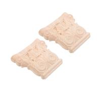 Veemoon 2pcs Solid Wood Roman Column Corbels with Handcarved Detail Furniture Decoration Parts Corner Decals for Home and Villa Interior Design
