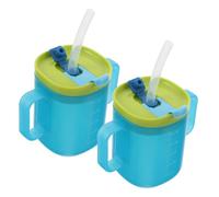 Veemoon 2pcs Spillproof Sippy Cups with Graduated Straw for Elderly Durable Drinking Cups with Handles for Home Travel Hospital Use