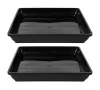 Veemoon 2pcs Square Plant Pot Drip Saucer, 35CM Plastic Planter Tray Large Garden Plant Pot Floor Plate Heavy Duty Bonsai Tray No Holes for Garden Home Corridor Indoor and Outdoor, Black
