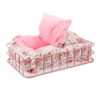 Veemoon 2pcs Stable Hamster Cage Platform Nest with Pink Metal Frame and White Plush Bear, Small Animal Bed and Funny for Squirrel, Chinchilla, Rat Habitat