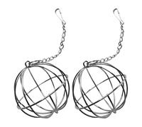Veemoon 2pcs Stainless Steel Hanging Feeder Ball for Rabbits and Small Animals, Silver Pet Grass Feeding Ball for Entertainment and Pressure Relief, Suitable for Hanging in Cages