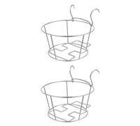 Veemoon 2pcs Stainless Steel over The Rail Plant Pot Baskets Hanging Flower Pot Holder for Garden and Home Decoration, Thickened Metal Not Easy to Bend Or Break, Silver