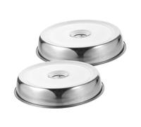 Veemoon 2Pcs Stainless Steel Steak Cover Round Food Protective Lid for Kitchen and Restaurant Promotes Even Heat Circulation Keeps Food Warm and Tasty for Melting Cheese 24cm Plate Cover