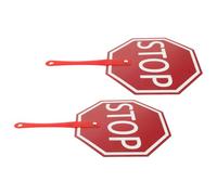 Veemoon 2pcs Teaching Handheld Sign, Teacher Handle Stop Sign, Plastic Red with Ergonomic Handle, Lightweight, Easy to Clean, for Learning Activities and Educational Settings for Teachers