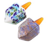 Veemoon 2pcs Traditional Hanukkah Dreidel Figurine Decorative Glass Dreidel Jewish Collectible Sculpture for Hanukkah Festive Celebrations Table Centerpiece